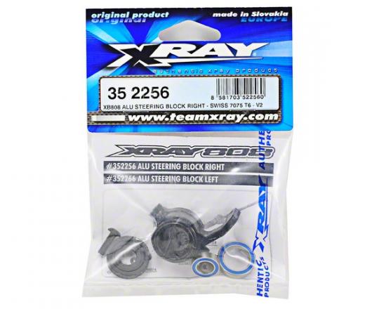 XRay XB808 Aluminium Steering Block Right - Swiss 7075 T6 - Hard Coated + Ball Bearings - V2
