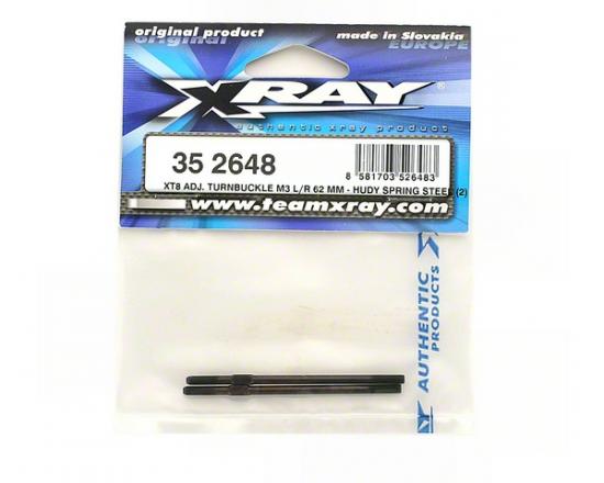 XRay GTXE Adj. Turnbuckle M3 L/R 62 mm - Hudy Spring Steel (2)