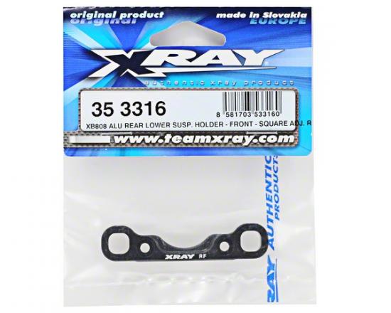 XRay XB808 Aluminium Rear Lower Susp. Holder - Front - Square Adj. Roll-Center