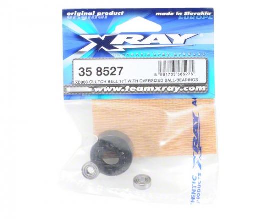 XRay XB808 Clutch Bell 17T With Oversized 5X12X4mm Ball-Bearings - V2