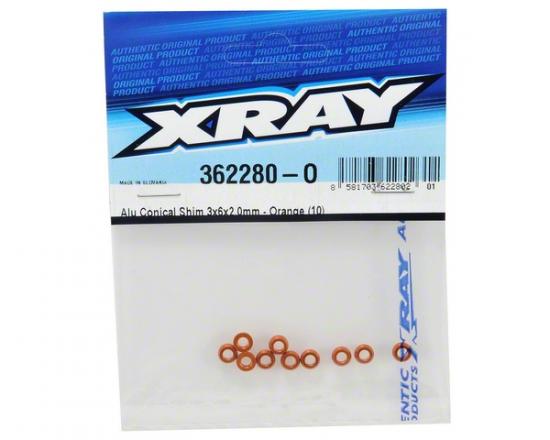 XRay Aluminium Conical Shim 3X6X2.0mm - Orange (10)