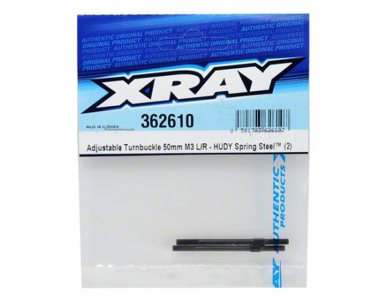 XRay Adjustable Turnbuckle 50mm M3 L/R - Hudy Spring Steel (2)