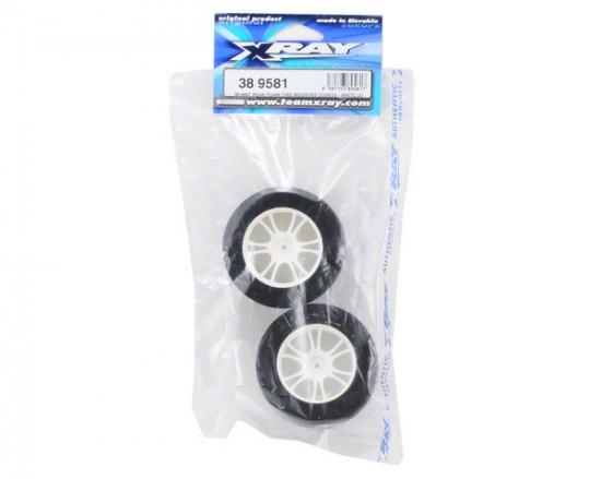 XRay M18Mt Rear Foam Tire Mounted (25Deg) - White (2)