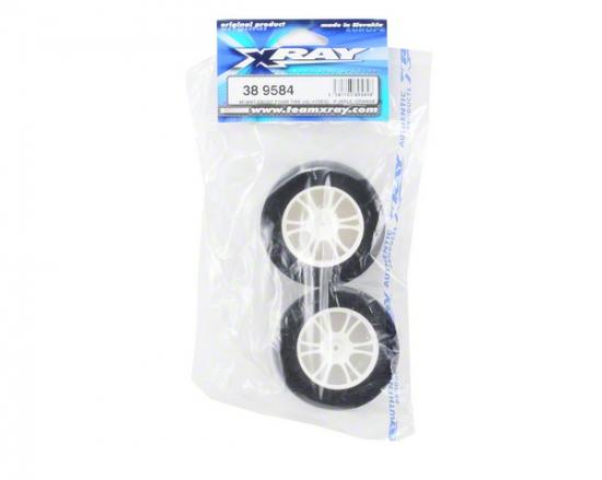 XRay M18Mt Front Foam Tire Mounted (42/47Deg) - Purple/Orange (2)