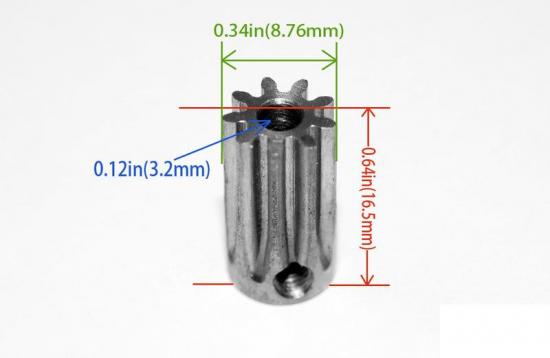 9 Tooth .8 Mod Hardened Steel Long Pinion Gear RC4WD