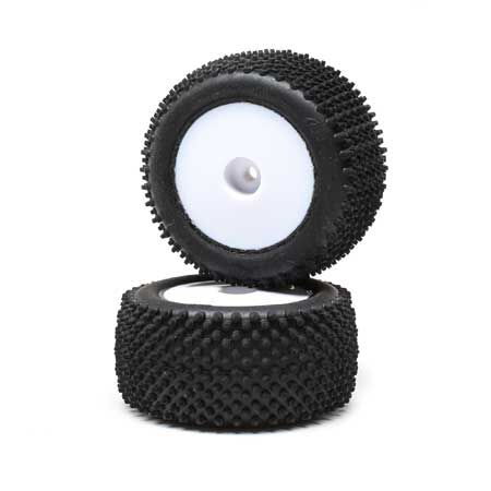 Pin Tires - Rear - Mounted - White (2): Mini-T 2.0
