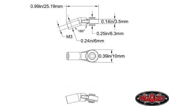 RC4WD M3 Plastic Bent Rod Ends (20)