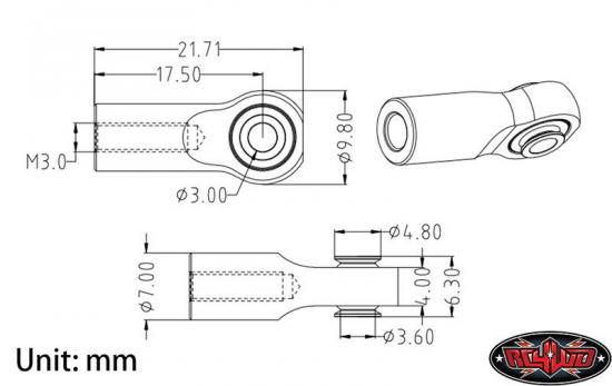 RC4WD High Precision Billet Tie Rod End (M3) Black