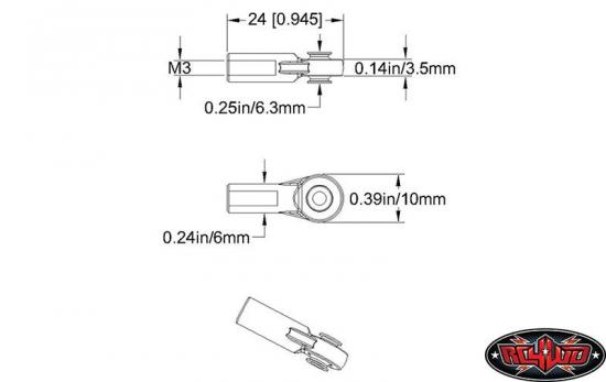 RC4WD M3 Medium Straight Plastic Rod End (20x)