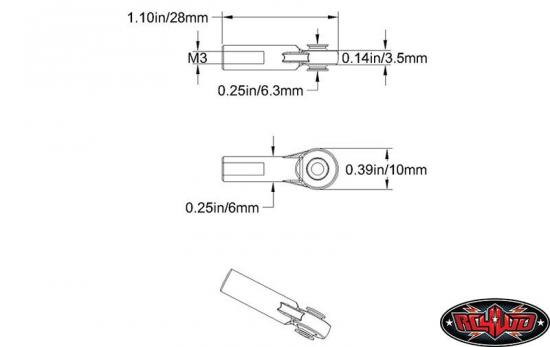 RC4WD M3 Long Straight Plastic Rod End (20x)