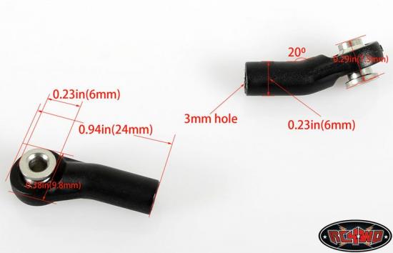 RC4WD M3 Plastic Bent Rod Ends w/ Axial Width Balls (20x) — image 3 of 3