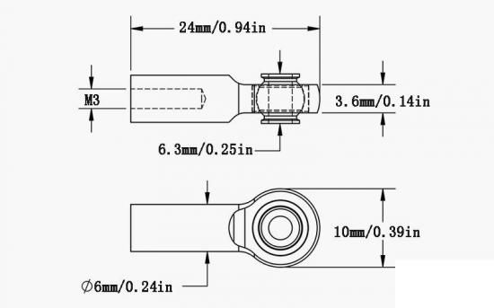 RC4WD M3 Medium Straight Aluminium Rod Ends (Silver) (10) RC4WD