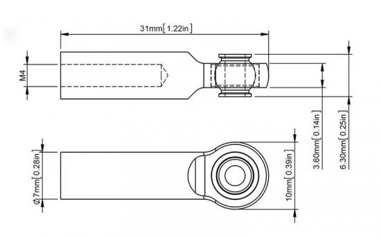 M3/M4 Long Straight Aluminium Rod Ends (Black) (10) — image 3 of 6