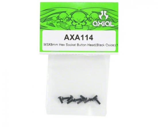 Axial M3x8mm Hex Socket Button Head (Black) (10)