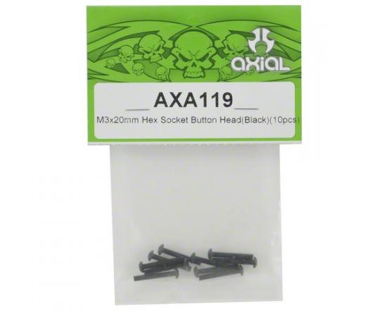 Axial M3x20mm Hex Socket Button Head (Black) (10)