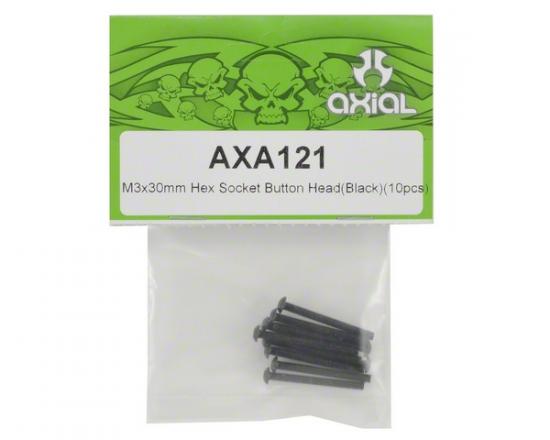 Axial M3x30mm Hex Socket Button Head (Black) (10)