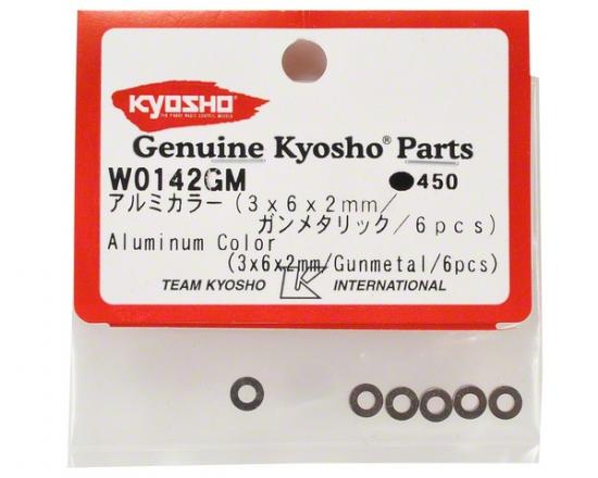 Kyosho 2mm Anodized Washer (6) - Gun Metal