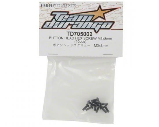 Team Durango Button Head Hex Screw 3x8mm (10)