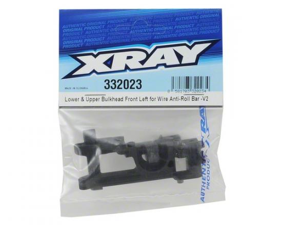 XRay Composite Lower + Upper Bulkhead Front Left For Wire Anti-Roll Bar - V2