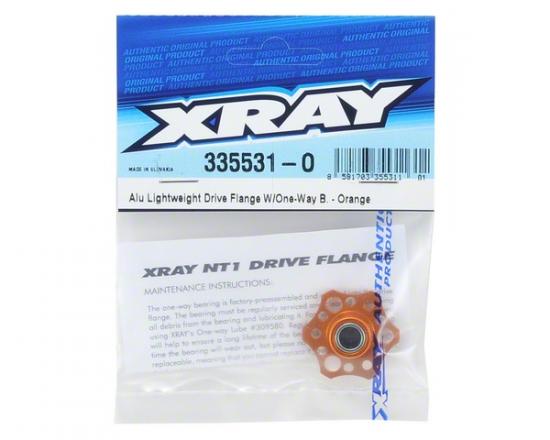 XRay Lightweight Drive Flange With One-Way Bearing - Aluminium 7075 T6 - Orange
