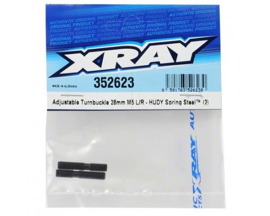 XRay Adj. Turnbuckle M5 L/R 28 mm - Hudy Spring Steel (2)