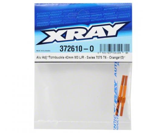 XRay Aluminium Adj. Turnbuckle M3X42 mm - Swiss 7075 T6 - Orange (2)