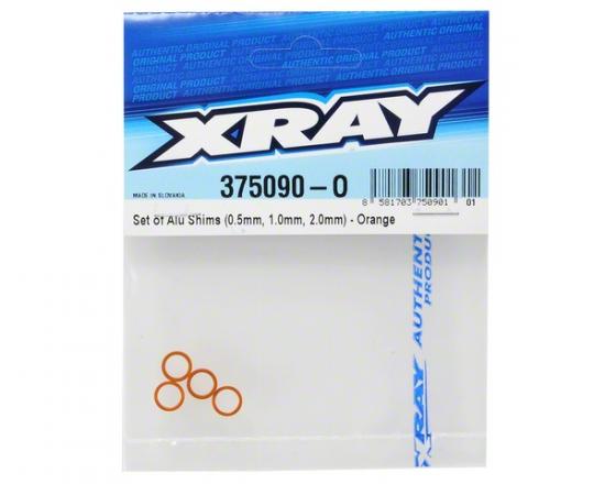 XRay Set Of Aluminium Shims 6.37X8.4mm (0.5mm, 1.0mm, 2.0mm) - Orange