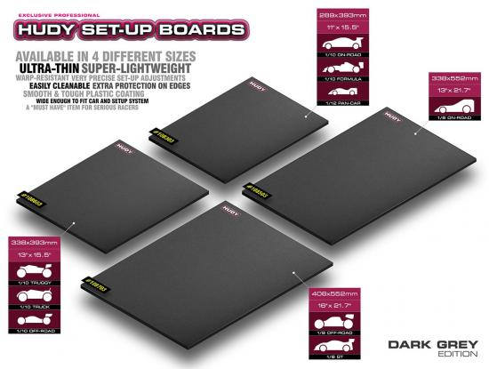 Hudy Flat Set Up Board 1:10 And 1:12 On-Road - Lightweight - Dark Grey