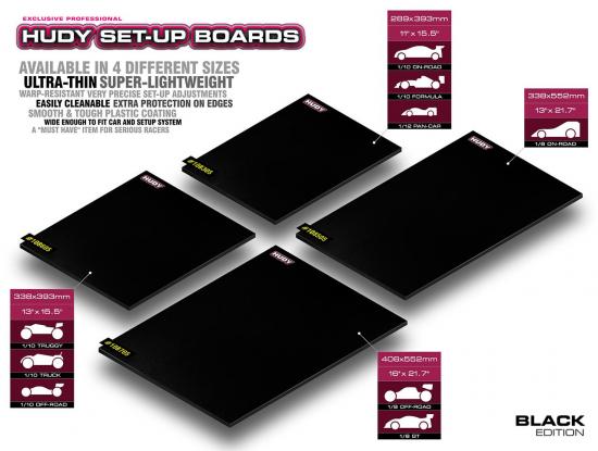 Hudy Flat Set Up Board For 1:8 Off-Road + GT - Black