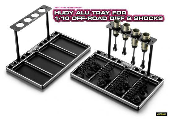 Hudy Alu Tray For 1:10 Off-Road Diff + Shocks