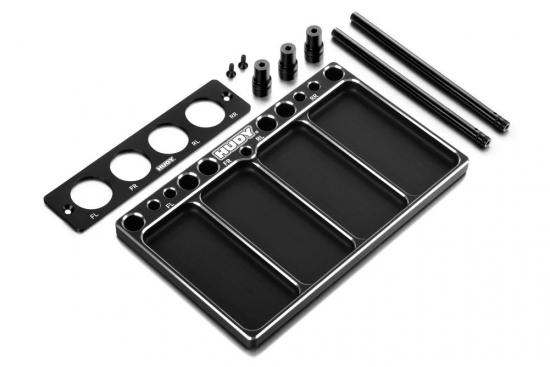Hudy Aluminium Tray For 1:8 Off-Road Diff + Shocks