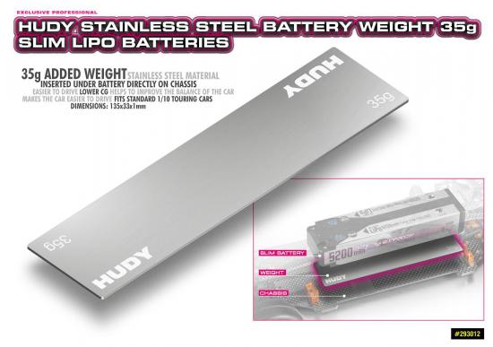 Hudy Stainless Steel Battery Weight 35G - Slim Lipo Batteries