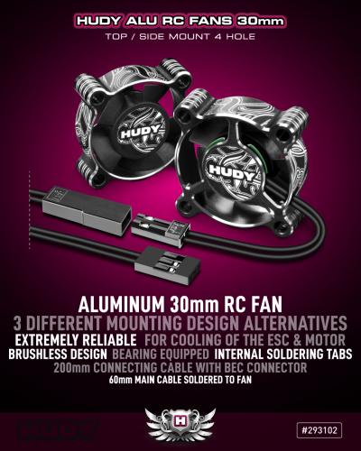 Hudy Aluminium RC Fan 30mm - Top/Side Mount 4 Hole