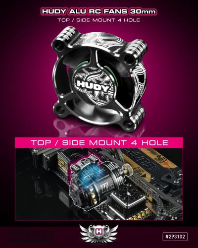 Hudy Aluminium RC Fan 30mm - Top/Side Mount 4 Hole