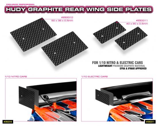 Hudy Graphite Rear Wing Side Plate 0.5mm - 1:10 Electric (2)