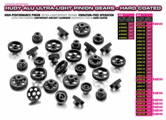 Hudy Aluminium Ultra-Light Pinion Gear - Hard Coated - 56T / 64DP