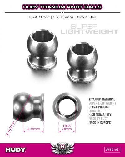 HUDY TITAN PIVOT BALL D 4.9 / S 3.5 / 3mm HEX (2)