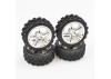 Rally Block Tyres Pre Glued on 1:10 Touring Car Chrome Wheels (4)