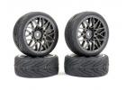 Fastrax 1:10 Street Treaded Tyres on Star Gun Metal Wheels (4)