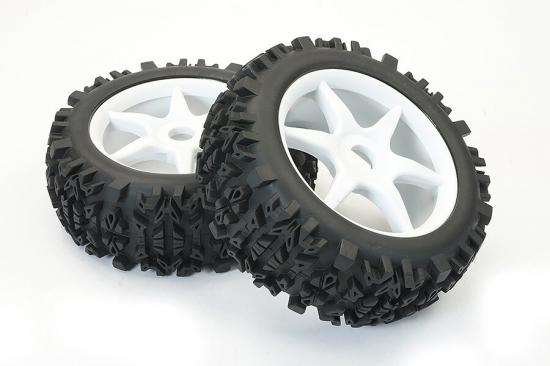 Fastrax 1:8 Grator Tyres Mounted On 6-Spoke White (2)