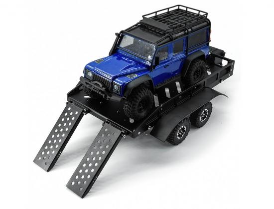 Fastrax Dual Axle Trailer With Ramps + LEDs - Medium 1:12 - 1:18 Scale ** CLEARANCE **