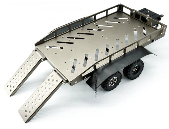 Fastrax Dual Axle Trailer With Ramps + LEDs - Medium 1:12 - 1:18 Scale