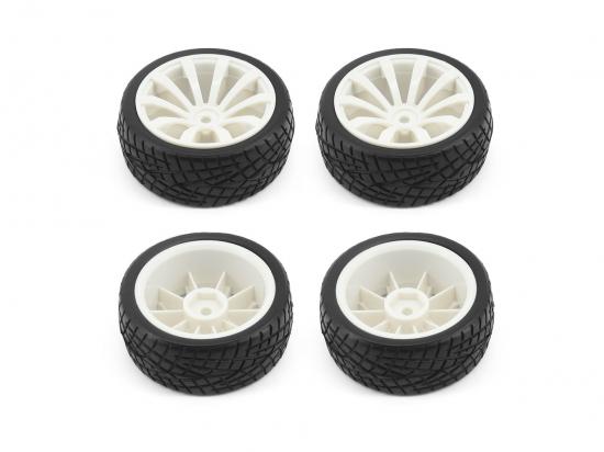 1:10 On Road Tyres Mounted on 10 Spoke White Wheels (4)