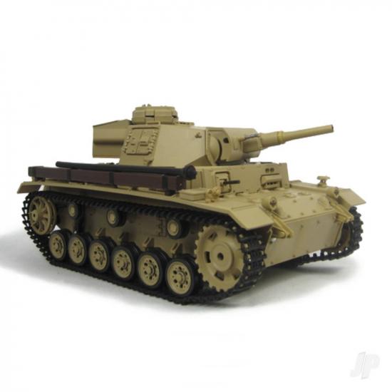 Henglong 1:16 Tauch Panzer III with Infrared Battle System (2.4GHz  Shooter  Smoke  Sound  Metal Gearbox)