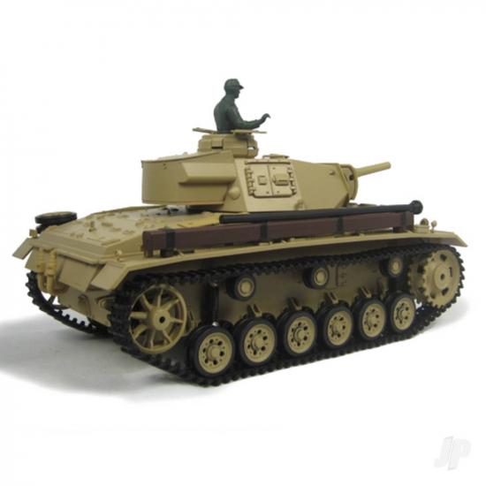 Henglong 1:16 Tauch Panzer III with Infrared Battle System (2.4GHz  Shooter  Smoke  Sound  Metal Gearbox)