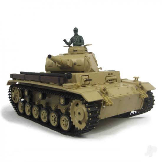 Henglong 1:16 Tauch Panzer III with Infrared Battle System (2.4GHz  Shooter  Smoke  Sound  Metal Gearbox)