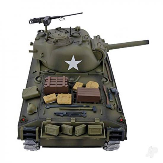 Henglong 1:16 U.S. Medium Tank M4A3 Sherman with Infrared Battle System (2.4Ghz  Shooter  Smoke  Sound  Metal Gearbox  Metal Tracks / Sprocket / Idler)