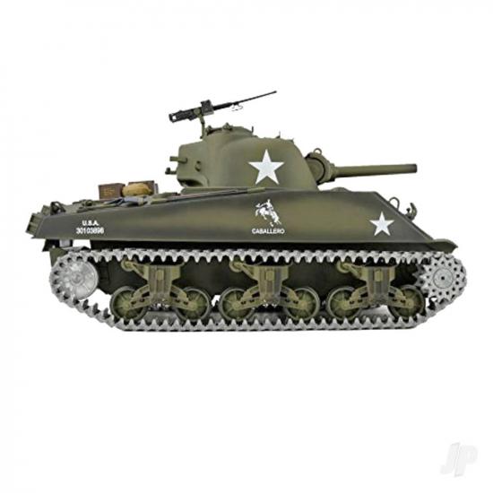 Henglong 1:16 U.S. Medium Tank M4A3 Sherman with Infrared Battle System (2.4Ghz  Shooter  Smoke  Sound  Metal Gearbox  Metal Tracks / Sprocket / Idler)