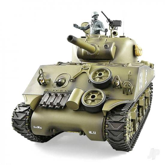 Henglong 1:16 U.S. Medium Tank M4A3 Sherman with Infrared Battle System (2.4GHz Shooter Smoke Sound Metal Gearbox )