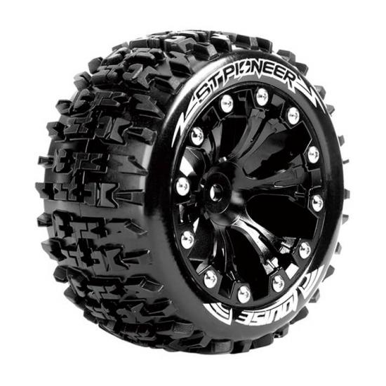 Louise RC ST-Pioneer 1:10 Soft Tyres - Mounted on Black 2.8 14mm Hex Wheels (2)